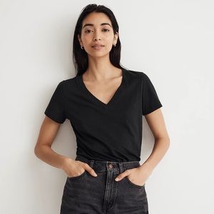 Madewell Whisper Cotton V-Neck Tee Black Medium